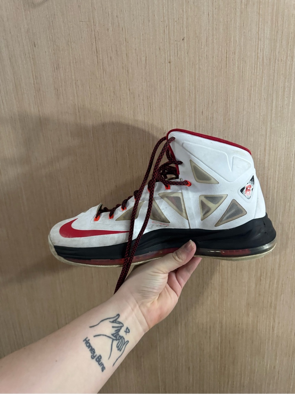 Nike Air Sneaker Mens 12 Lebron X Home James White Red Black Orange 541100-100 - Picture 3 of 11